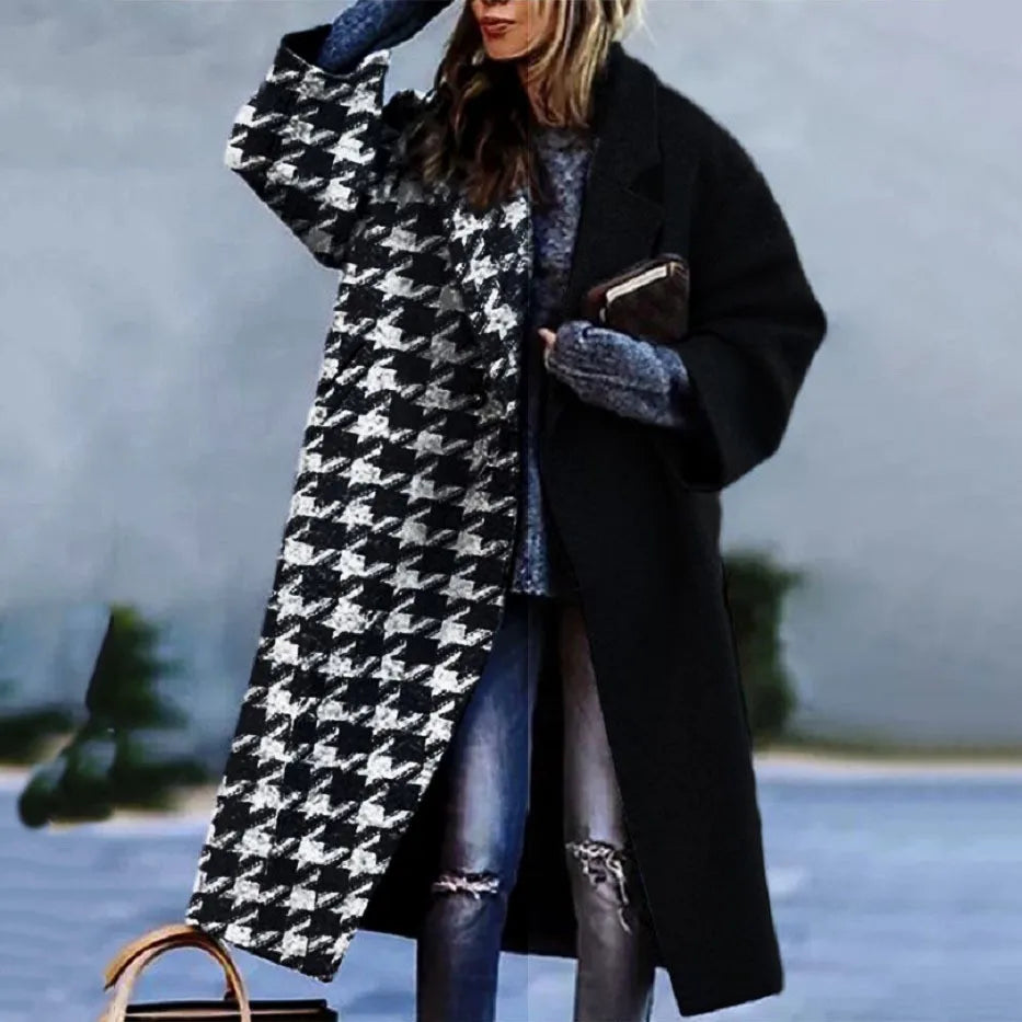 Women's Printed Wool Blend Long Coat – Constance