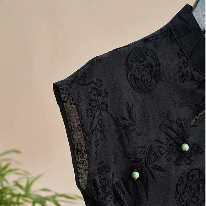 Silvia Elegant Jacquard Blouse, view 5 - Elena Harper