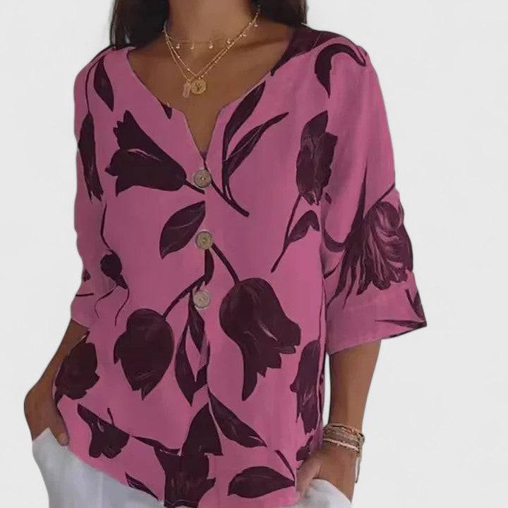 Isabel™  |  Elegant Floral Print Blouse