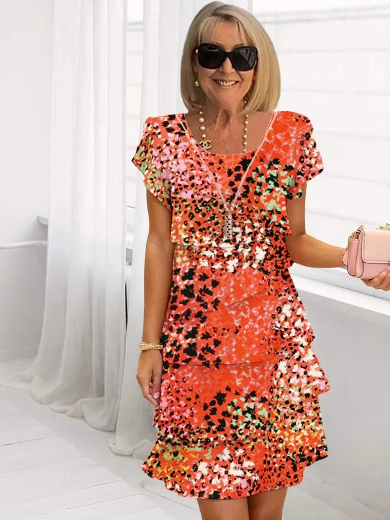 Rosie Floral Tiered Chiffon Dress, view 9 - Elena Harper