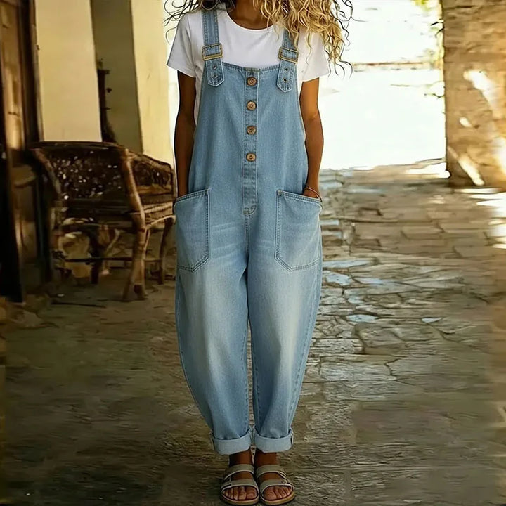 Mae | Vintage denim cotton dungarees with adjustable straps