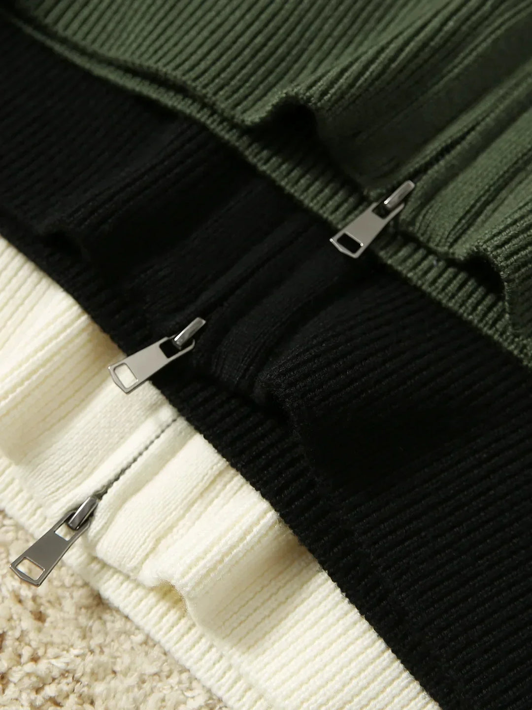 Ladies Wool Zip Vest – Knitted Cardigan with High Collar