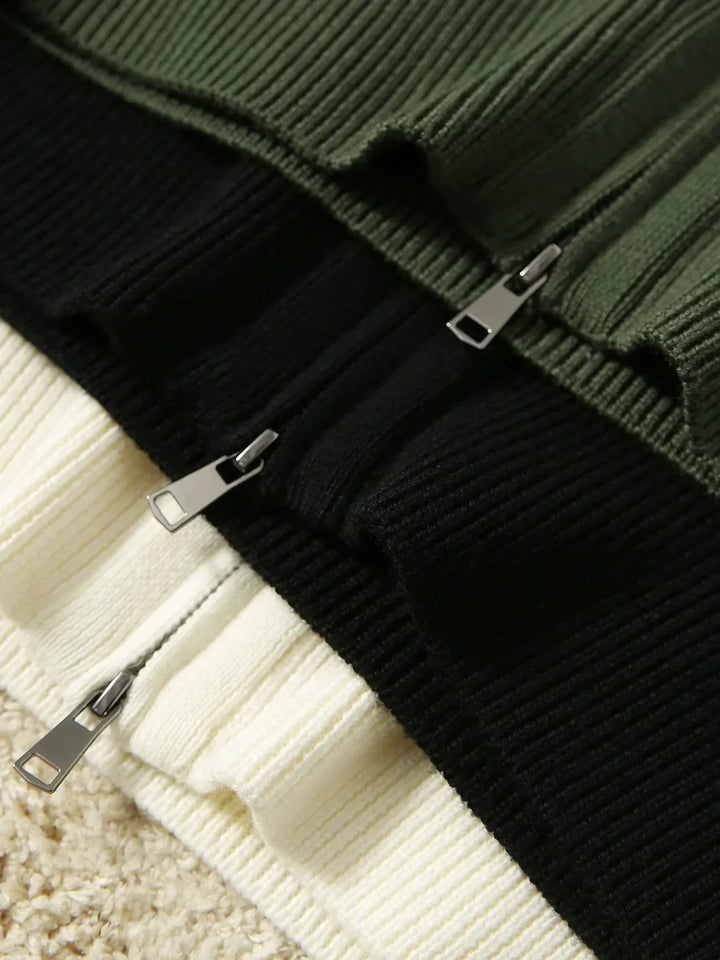 Ladies Wool Zip Vest – Knitted Cardigan with High Collar