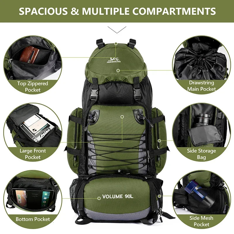 90L Tactical Camping Backpack Military Bag for Men and Women, view 4 - Elena Harper