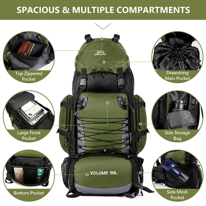 90L Tactical Camping Backpack Military Bag for Men and Women, view 4 - Elena Harper