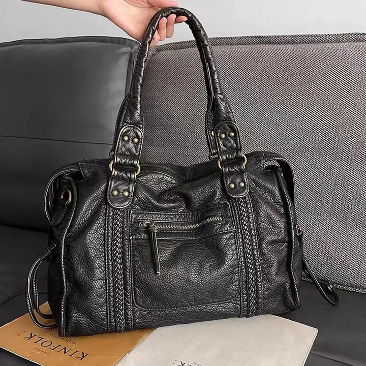 Black Élégance | Luxury Genuine Leather Handbag