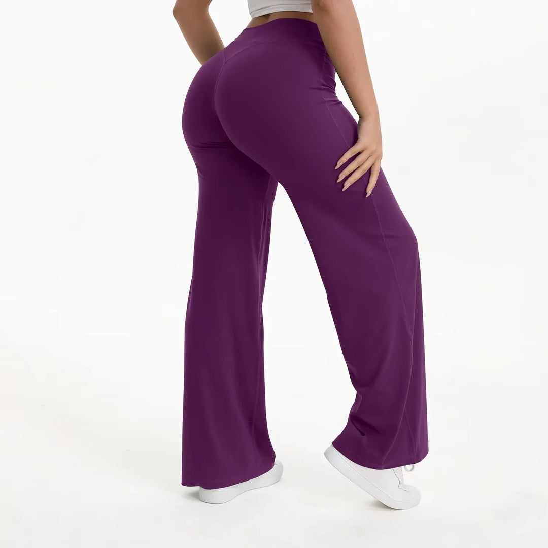 High-waisted wide-leg fluid yoga pants for women