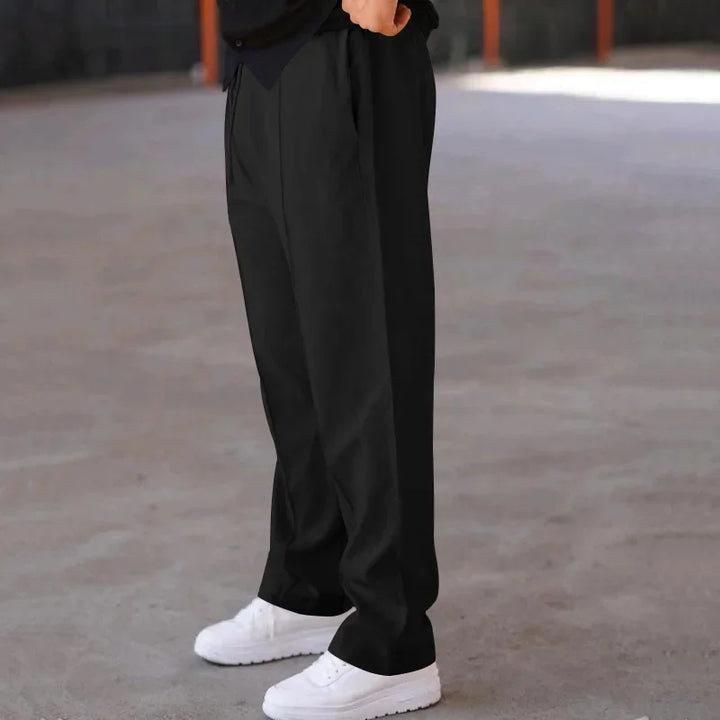 Harrington Oxford Loose-Fit Straight Leg Trousers for Men, view 5 - Elena Harper