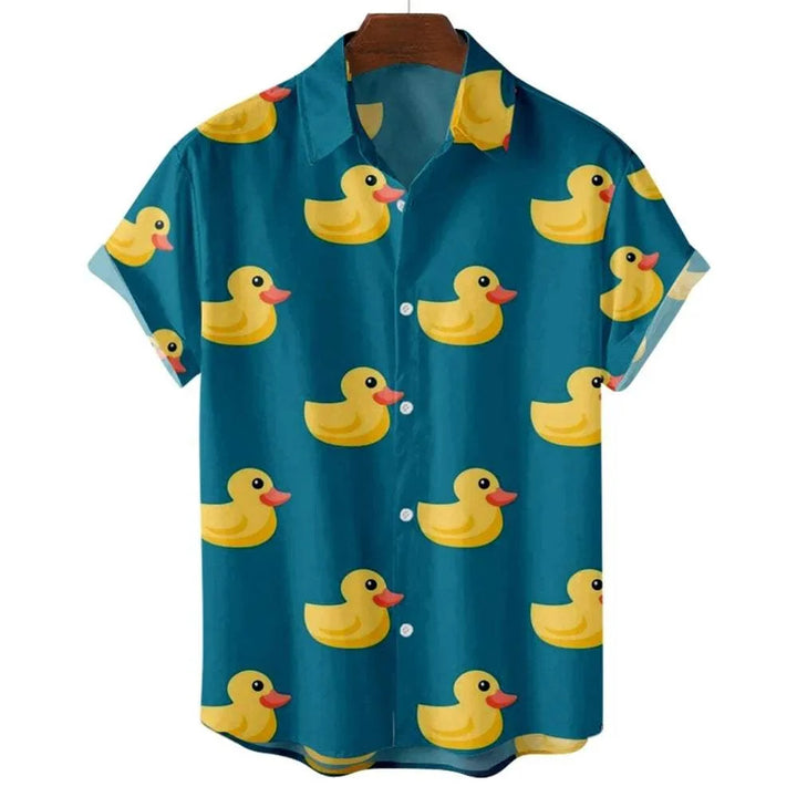 Men's Shirt Duck Print High-Quality Polyester Perfect for Summer Outings, view 3 - Elena Harper