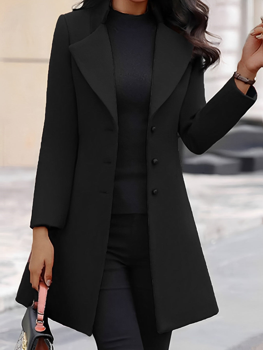 Women's Double-Breasted Longline Blazer Notch Lapel