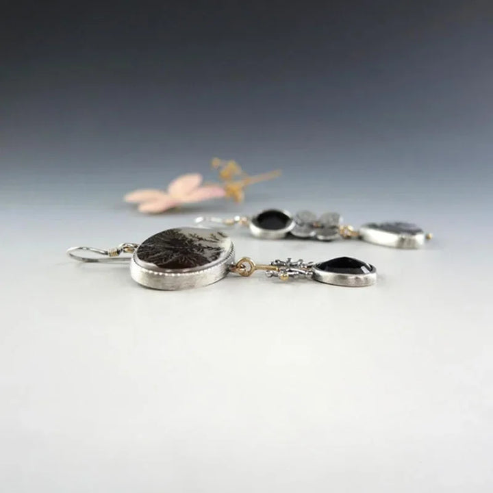 Asymmetrical Dendrite Agate Garden Earrings - Elena Harper