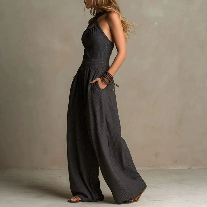 Ariana Elegant Jumpsuit with Crossed Neckline - Elena Harper