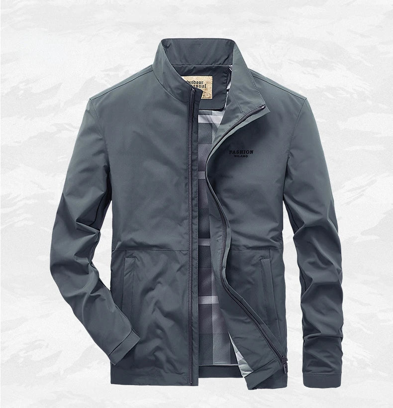 Men's Waterproof and Windproof Zippered Outer Jacket – Durable Protection