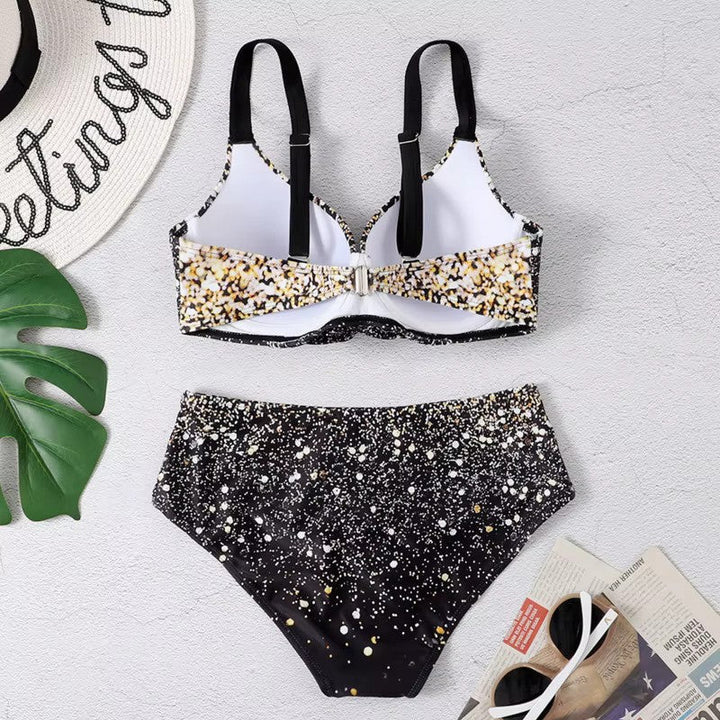 Ana | High-waisted bikini with straps and tropical print
