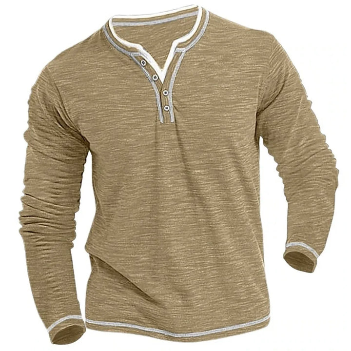 Mariul Men's Long Sleeve Shirt with Button Placket, view 2 - Elena Harper