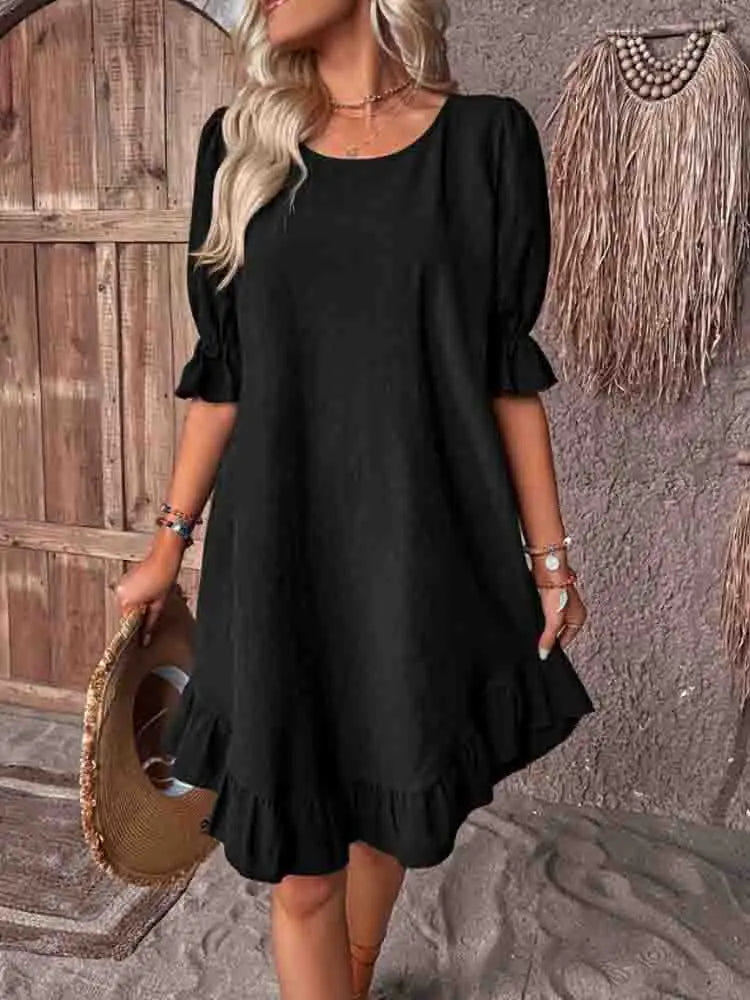 Sally Summer dress with ruffles, view 2 - Elena Harper