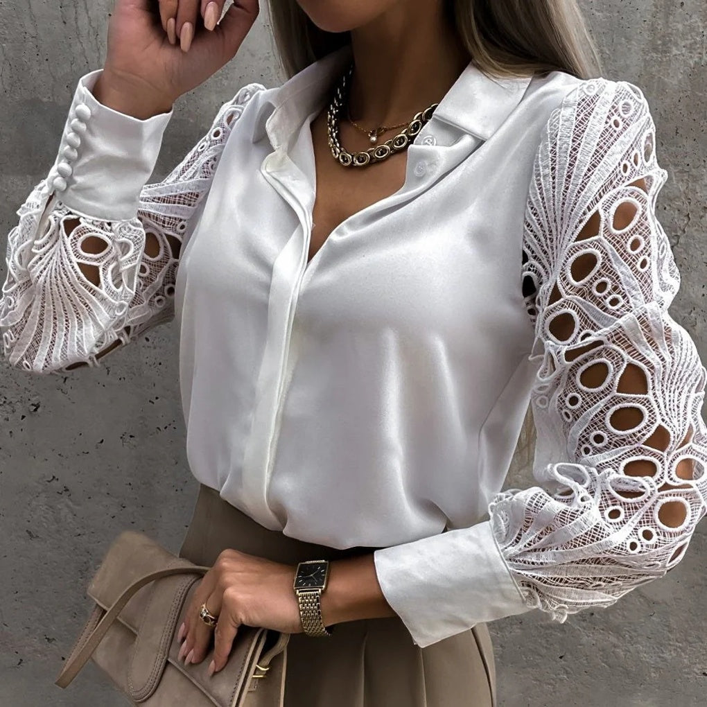 Elegant Lace Blouse for Women – Chic Stylish Cutout Top