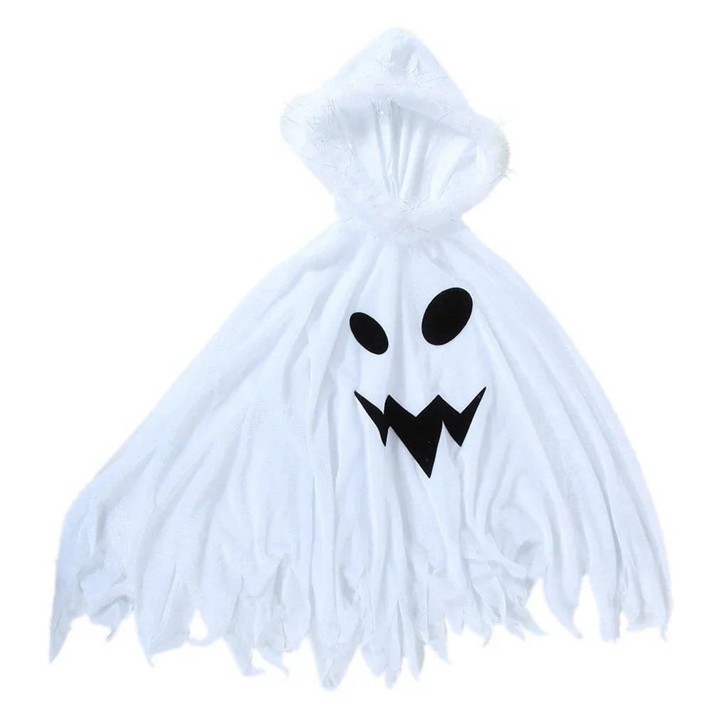 Kids Ghost Costume Halloween - White Cape with Hood