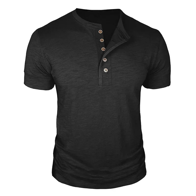 LAURENT MONACO | BUTTON-PLACKET T-SHIRT FOR MEN