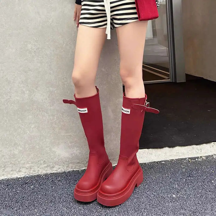 Women's Knee-High Chunky Sole Rain Boots Noralise - Elena Harper
