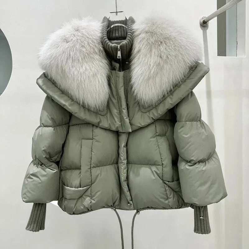 Sylvie - Chic Short Down Jacket with Faux Fur Collar