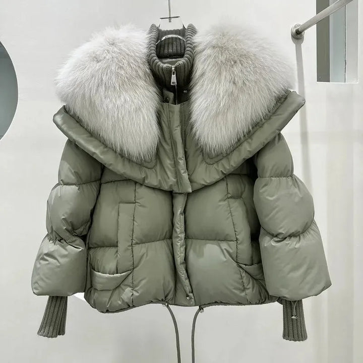 Sylvie - Chic Short Down Jacket with Fur Collar