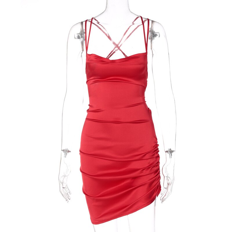 Satin Mini Dress, view 9 - Elena Harper