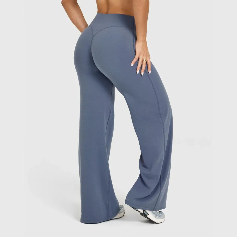 High-waisted wide-leg fluid yoga pants for women