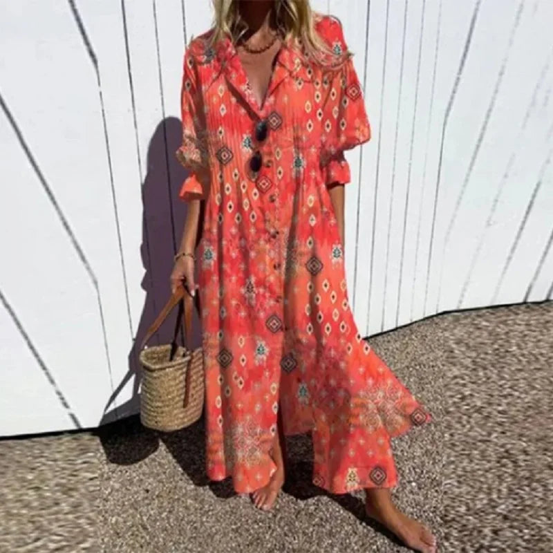 Bethany | Women’s Boho Floral Long Sleeve Maxi Dress