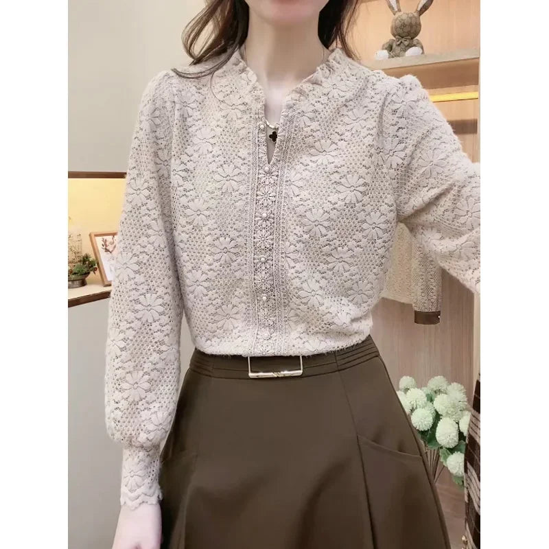 Livia Chic Jacquard Blouse, view 2 - Elena Harper