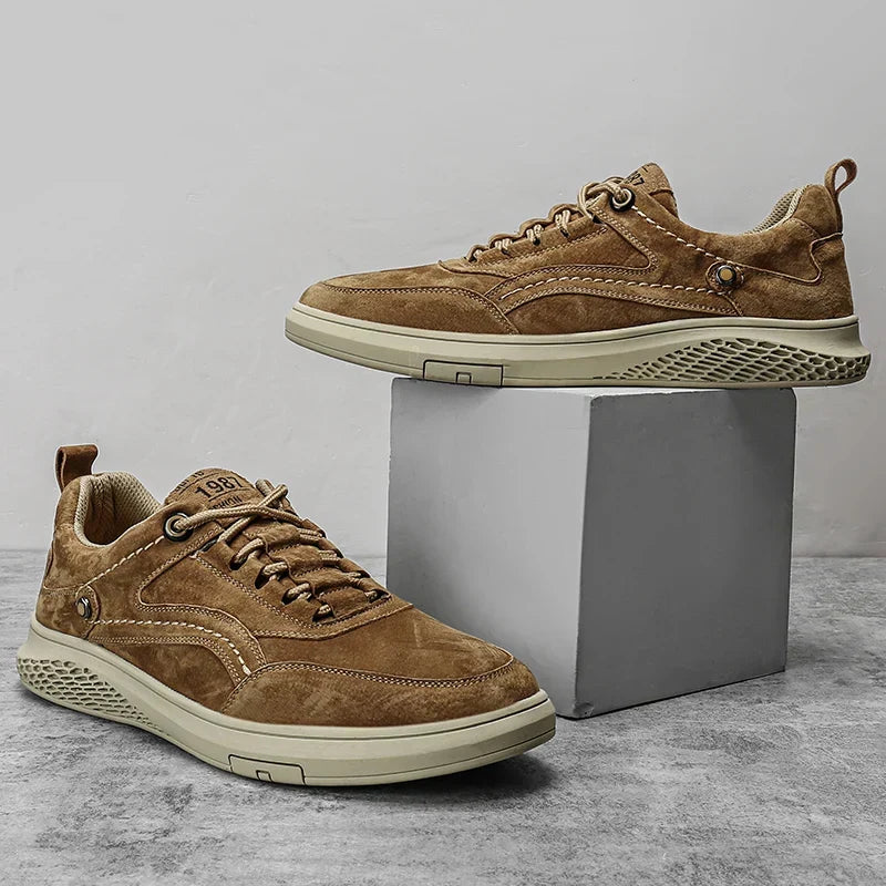 Barton Men's Suede Sneakers Lace-Up Casual, view 4 - Elena Harper