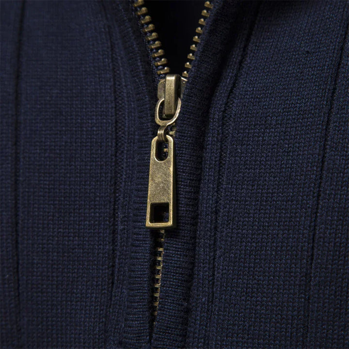 Men's Winter Pullover with Half-Zip High Collar – Warm Knit, Modern and Elegant Style
