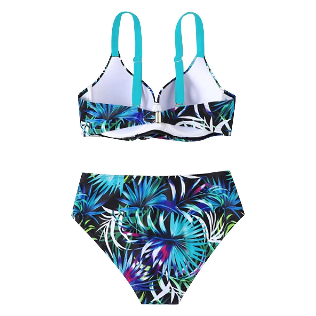 Ana | High-waisted bikini with straps and tropical print