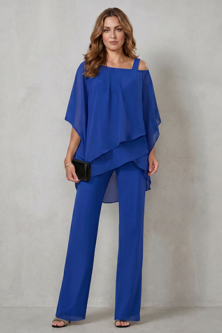 Women's Draped Asymmetric Top and Trouser Co-ord Set Aurisse, view 8 - Elena Harper