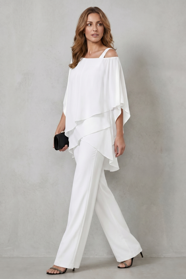 Women's Draped Asymmetric Top and Trouser Co-ord Set Aurisse, view 3 - Elena Harper