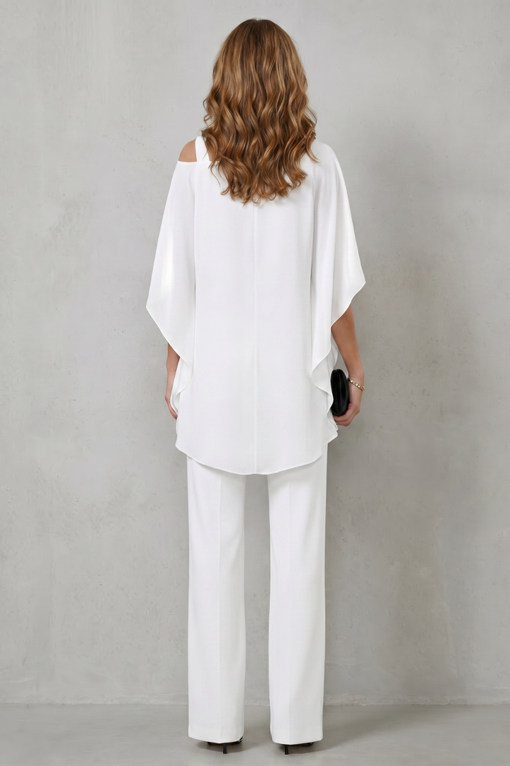 Women's Draped Asymmetric Top and Trouser Co-ord Set Aurisse, view 4 - Elena Harper