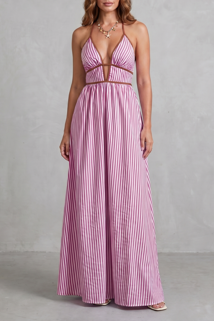Serelisse – Striped backless silhouette – Maxi dress