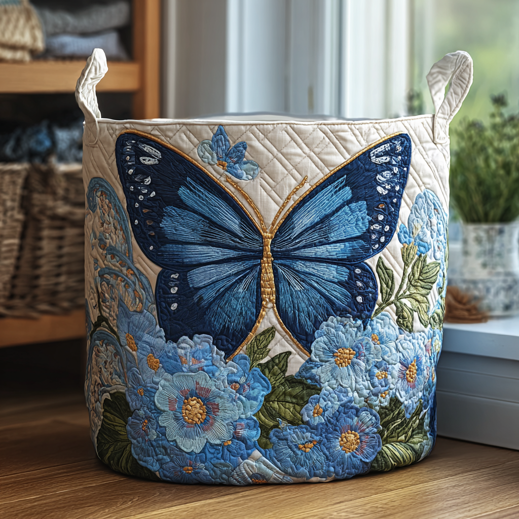 Quilted Laundry Basket - Serene Flutter Design