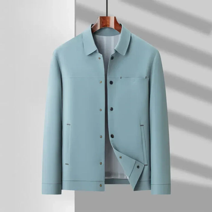 Men's Jacket with Snap Buttons in Technical Fabric and Side Pockets