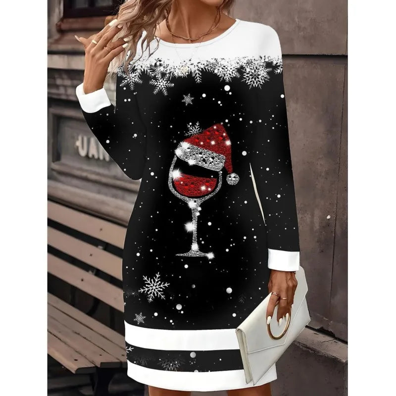 Carolin | Women's Christmas Sweater Dress with Snowman Print