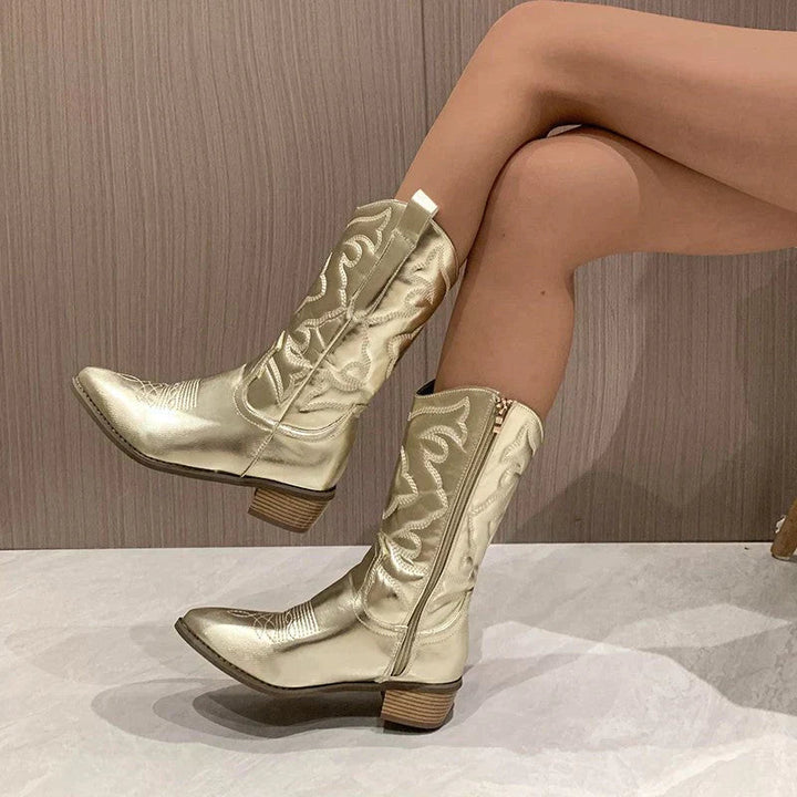 Sophie - Metallic Cowboy Boots