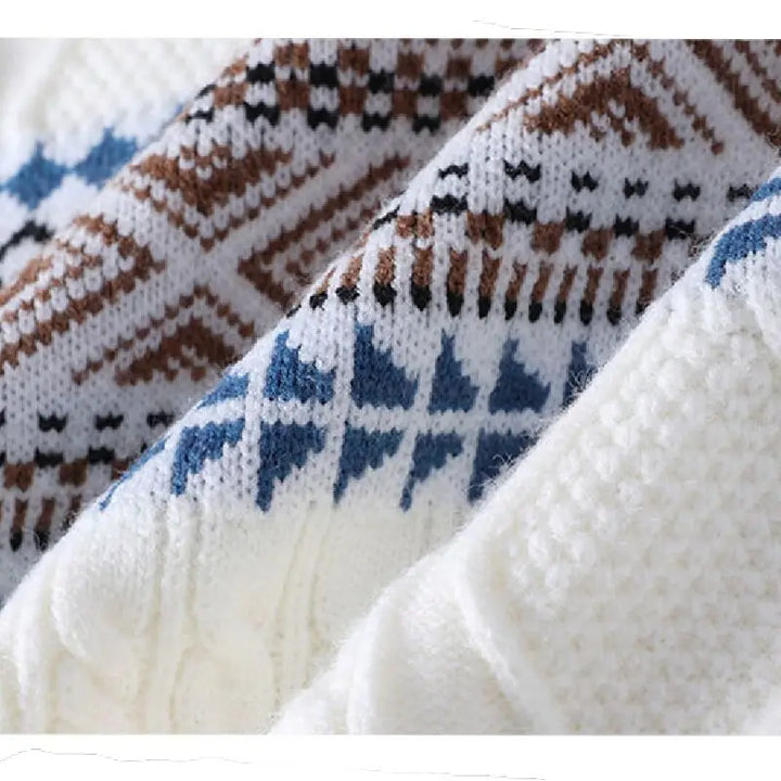 Hayo Winter Knitted Sweater in Tribal Style, view 5 - Elena Harper