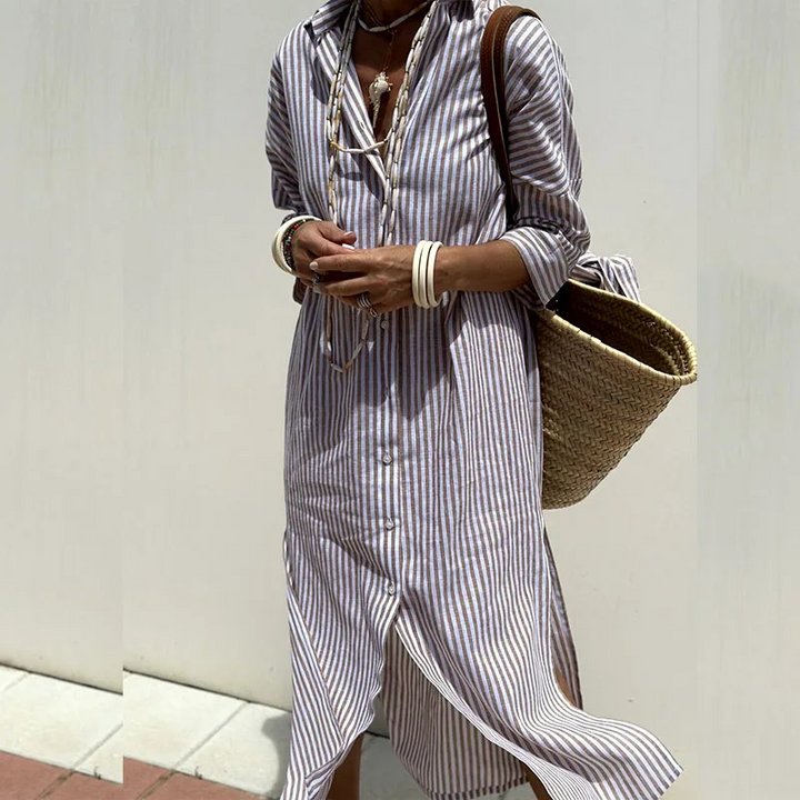 Sophie™  |  Elegant Striped Shirt Dress
