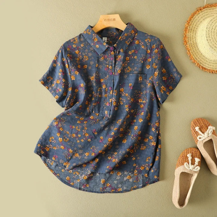 Gia Breezy Floral Blouse, view 3 - Elena Harper