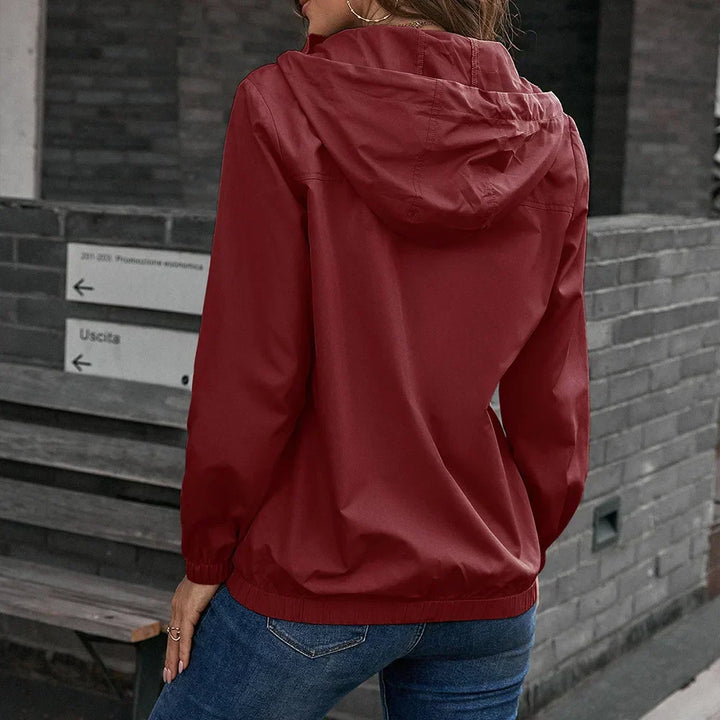 Casual Women's Coat with Hood and Buttons