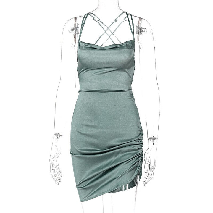 Satin Mini Dress, view 7 - Elena Harper