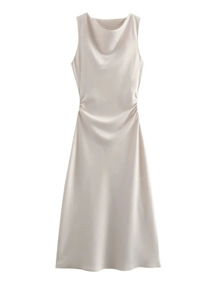 Giada Silk Satin Dress, view 4 - Elena Harper