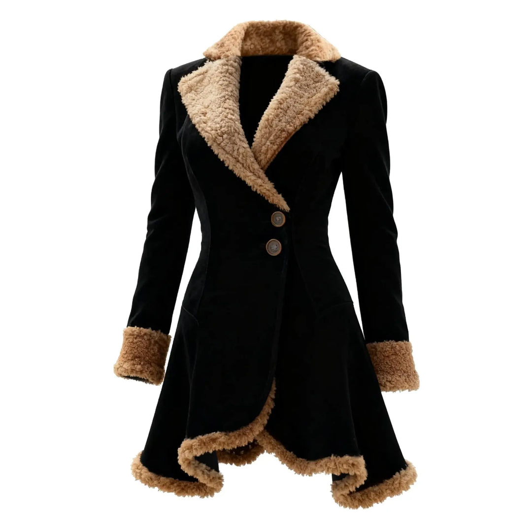 Women's Suede Jacket with Fur Collar Georgiana, view 2 - Elena Harper