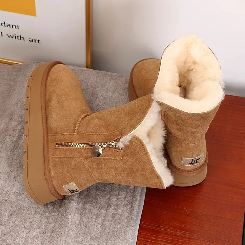 Women's Fleece Mid-Calf Snow Boots Clairvane - Elena Harper
