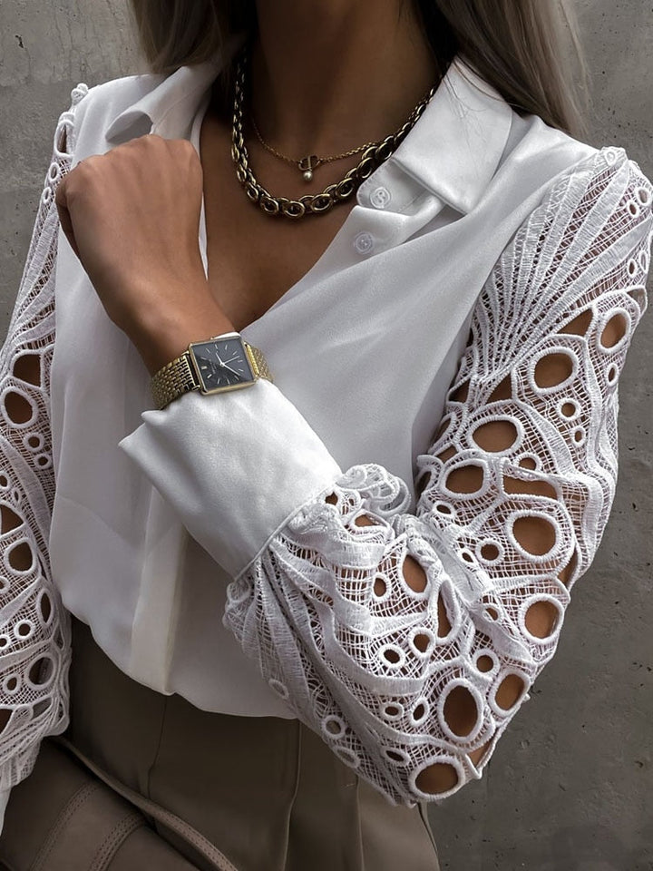 Noémie - Blouse with Lace Sleeves | Timeless Class & Elegance